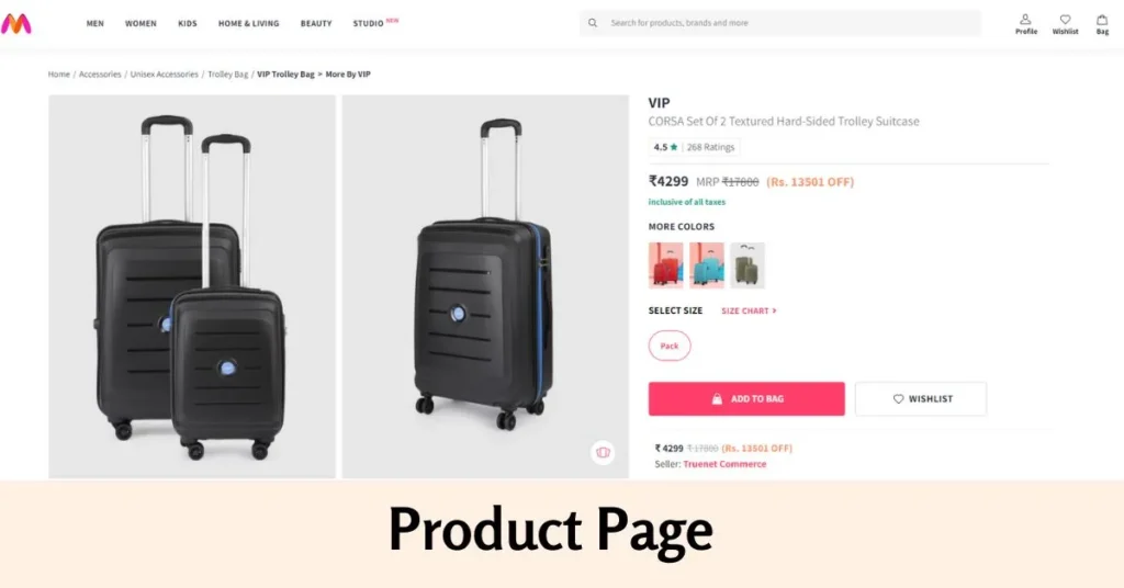 product page for facebook sales ads campaign